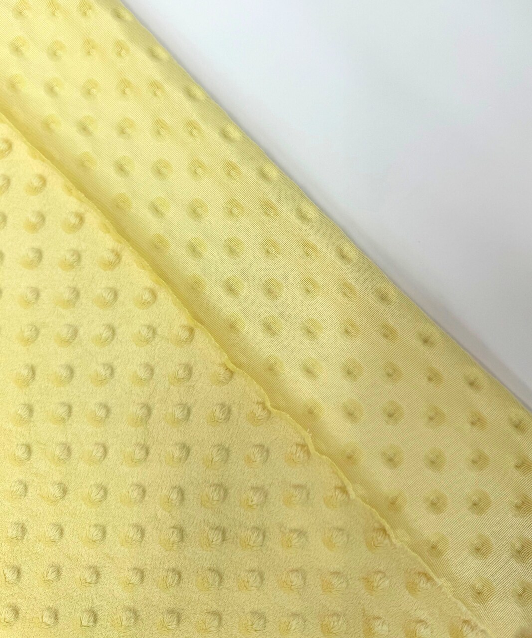 Yellow Minky Dot Fabric by the Yard, 60" Wide Ultra-Soft Plush Minky Fabric for Baby Blankets, Nursery Decor, Plush Toys & Sewing